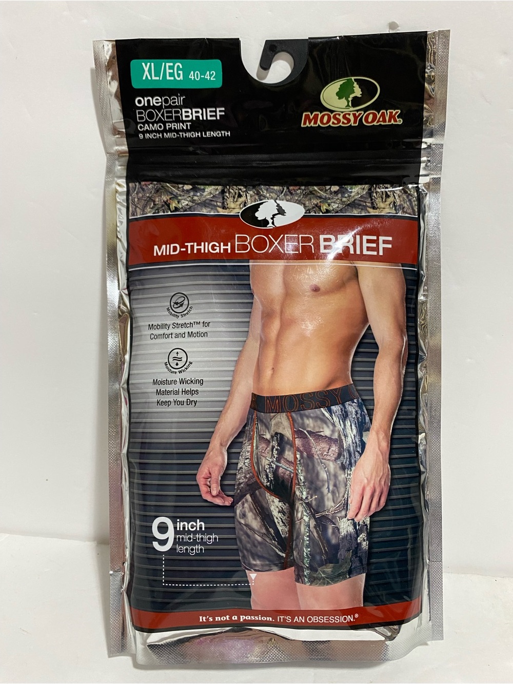 Mossy Oak Men's Camo Mid-Thigh Boxer Briefs - Green Camo